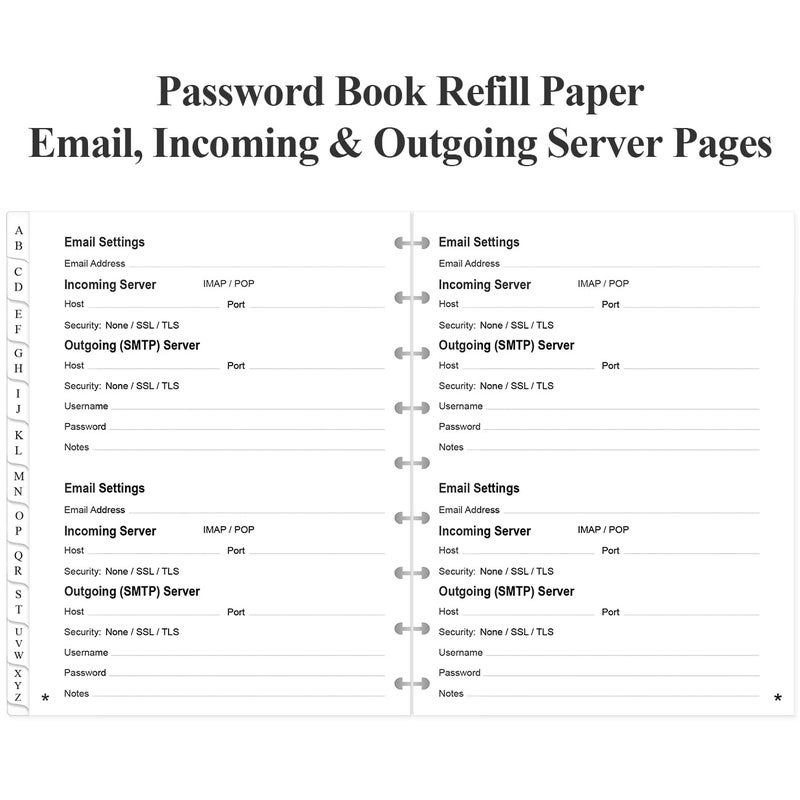 Yaridar 9-Disc Discbound Password Book Refills for Happy Planners - A-Z Password Notebook Refill Paper with Alphabetical Tabs, 120gsm White Paper, 7" x 9.25" - Image 5