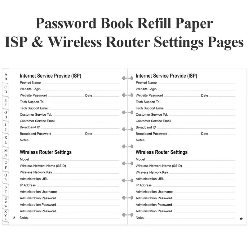 Yaridar 9-Disc Discbound Password Book Refills for Happy Planners - A-Z Password Notebook Refill Paper with Alphabetical Tabs, 120gsm White Paper, 7" x 9.25" - Image 4