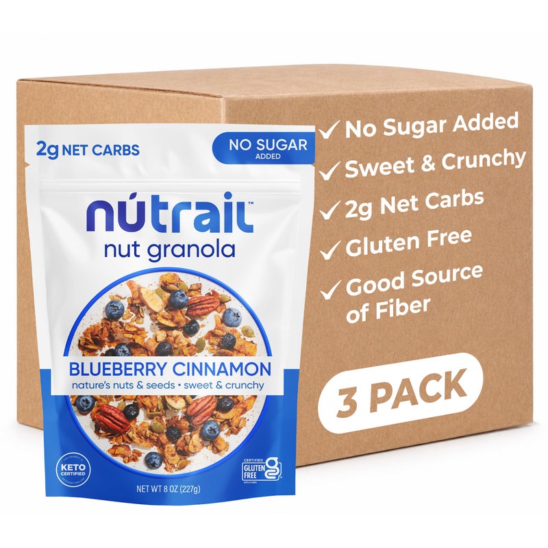 NuTrail Nut Granola Cereal Blueberry Cinnamon No Sugar Added Gluten Free Grain Free Keto Low Carb Healthy Breakfast Cereal 8 oz 3 Count - Image 3
