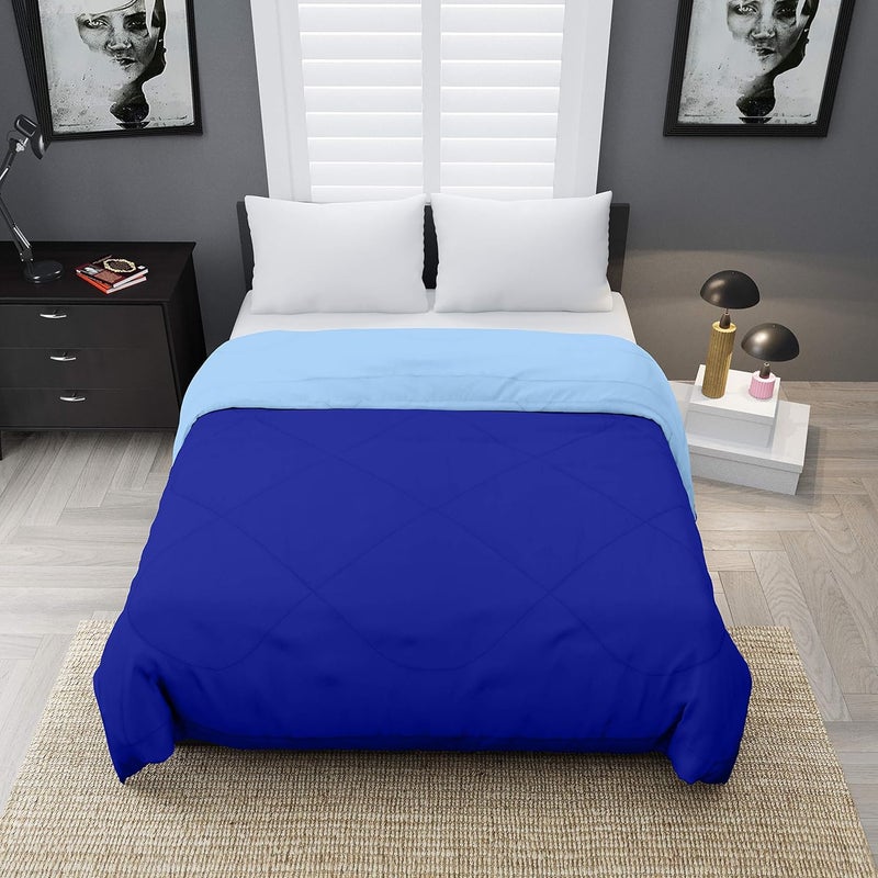 CRAZY WORLD Microfiber Reversible Comforter, Double 350 GSM (Blue & Sky Blue) - Image 1