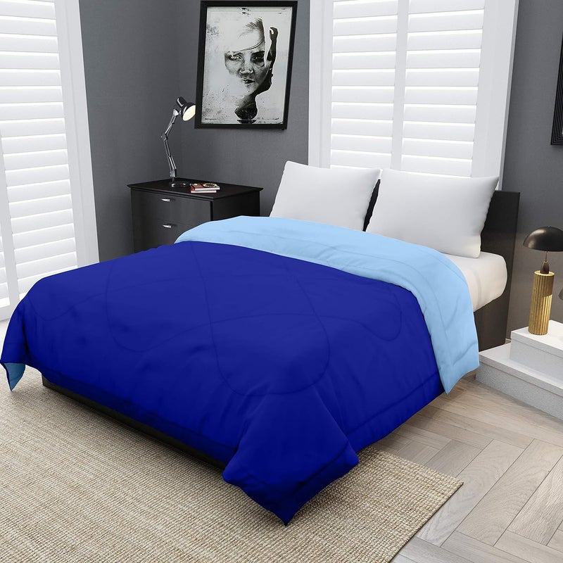 CRAZY WORLD Microfiber Reversible Comforter, Double 350 GSM (Blue & Sky Blue) - Image 4