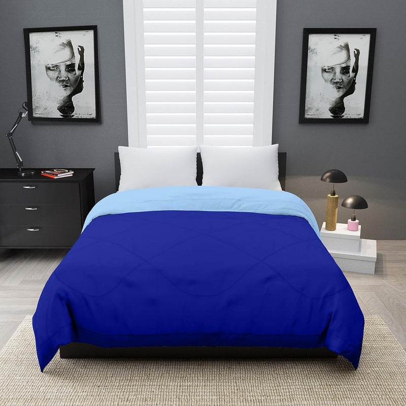 CRAZY WORLD Microfiber Reversible Comforter, Double 350 GSM (Blue & Sky Blue) - Image 2