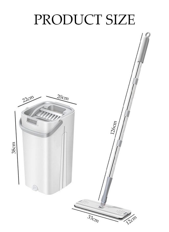DUNISO Mop and Buckets Sets, ,360° Rotating Head Squeeze Flat Mop, Flat Mop Bucket with 2pc Reusable Pads & 126cm Long Handle, Microfibre Mops for Cleaning Laminate Tile Hardwood Floors  - Image 2