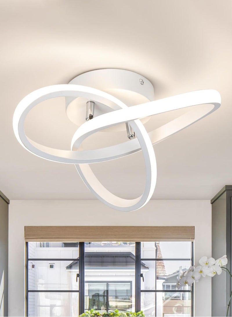EzzySo Modern LED Ceiling Light 18W Chandelier Lamp Three Colors Variable Pendant Light Daylight Fixtures Ceiling Light for Bedroom Bathroom Kitchen Balcony Laundry Room Stair Curved Creative Design White Lamp - Image 1