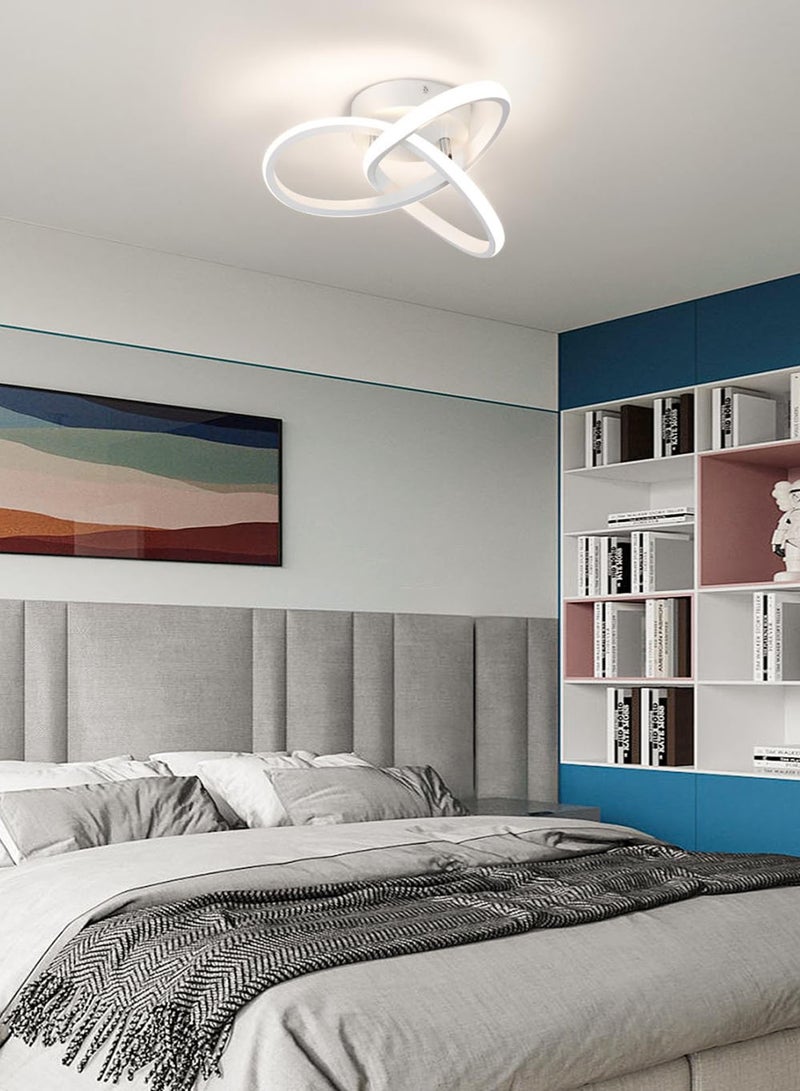 EzzySo Modern LED Ceiling Light 18W Chandelier Lamp Three Colors Variable Pendant Light Daylight Fixtures Ceiling Light for Bedroom Bathroom Kitchen Balcony Laundry Room Stair Curved Creative Design White Lamp - Image 5