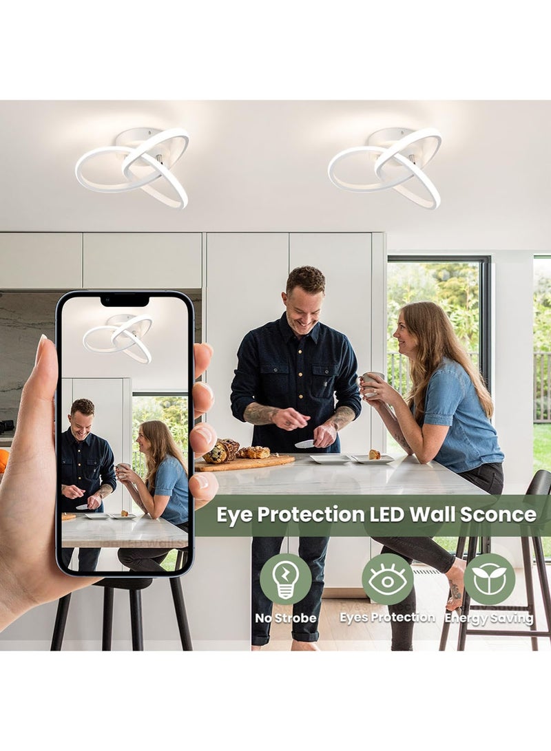 EzzySo Modern LED Ceiling Light 18W Chandelier Lamp Three Colors Variable Pendant Light Daylight Fixtures Ceiling Light for Bedroom Bathroom Kitchen Balcony Laundry Room Stair Curved Creative Design White Lamp - Image 3