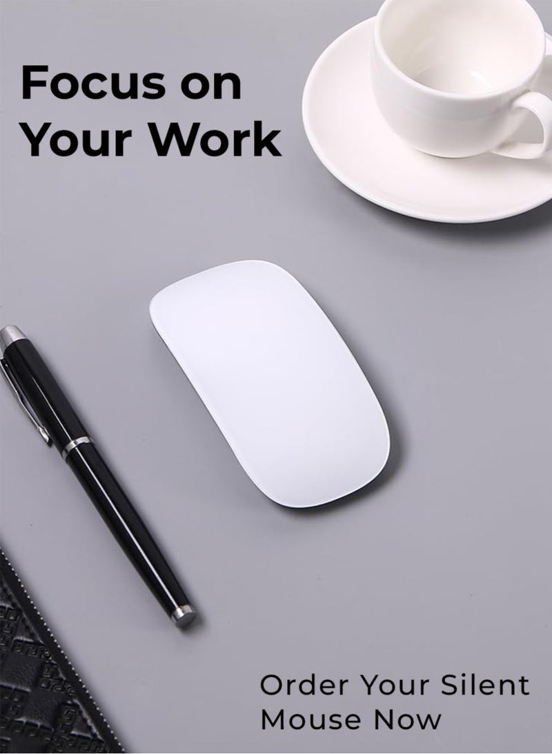 Magic Rechargeable Wireless Touch Scroll Optical Mouse Strong Bluetooth 5.1 Connection 1200 DPI Precision Sensor Ambidextrous Design for iPad iMac Desktop & Laptop in Elegant White - Image 5