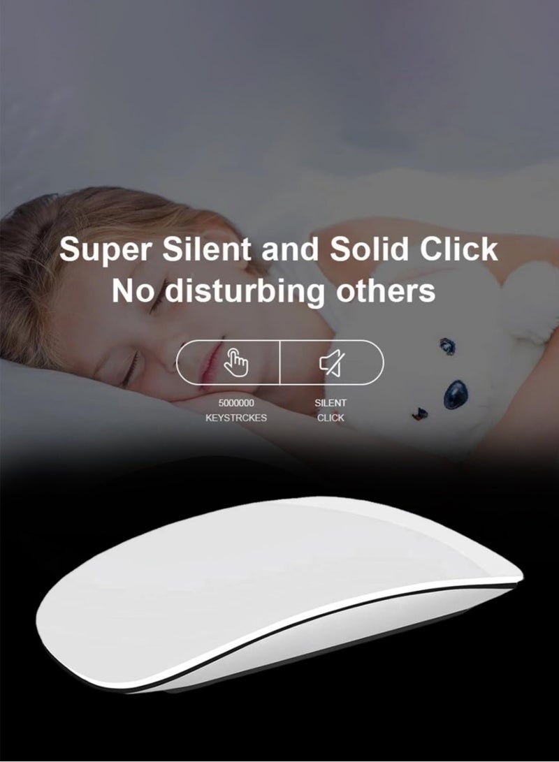 Magic Rechargeable Wireless Touch Scroll Optical Mouse Strong Bluetooth 5.1 Connection 1200 DPI Precision Sensor Ambidextrous Design for iPad iMac Desktop & Laptop in Elegant White - Image 4