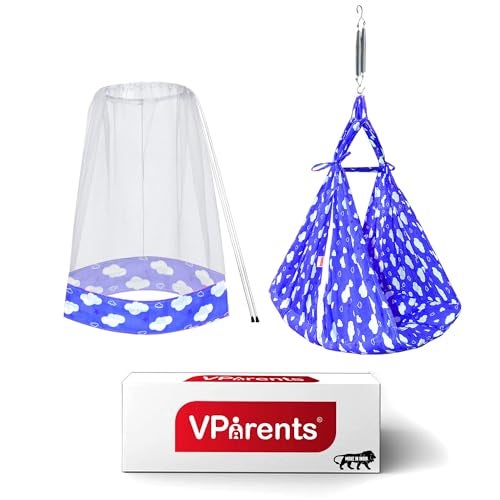 VParents Sleeping Essentials Set with Mosquito Net & Spring (Blue) | Window Hanger not Included, Sunny - Image 1