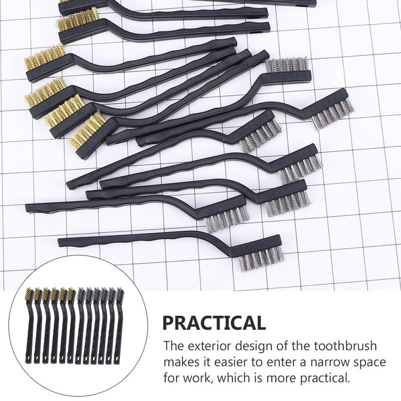 12 Pcs Copper Wire Brush Set For Rust Remover Cleaning Welding Slag - Image 3