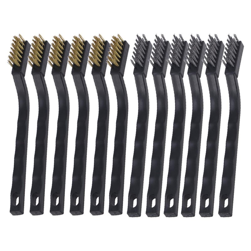 12 Pcs Copper Wire Brush Set For Rust Remover Cleaning Welding Slag - Image 2