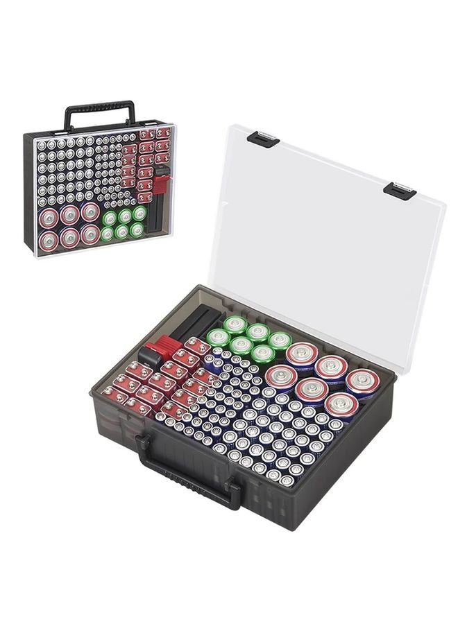 Black Battery Organizer Storage Case Holds AA AAA 9V C D Lithium Batteries 95 Plus - Image 1