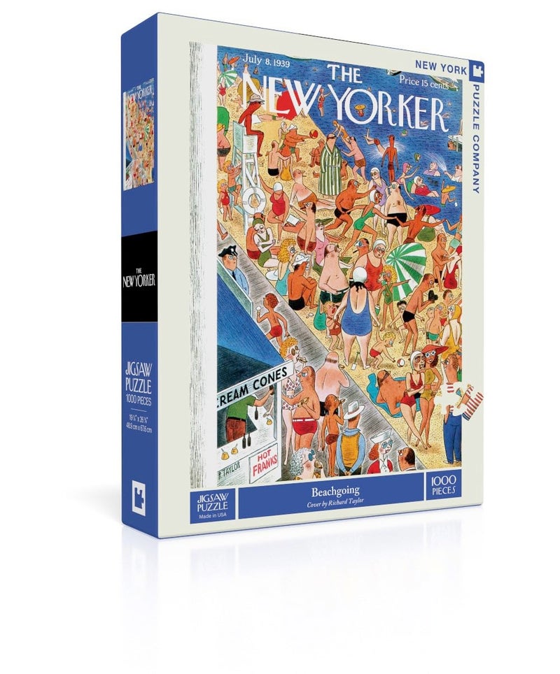 New York Puzzle Company - New Yorker Beachgoing - 1000 Piece Jigsaw Puzzle - Image 3