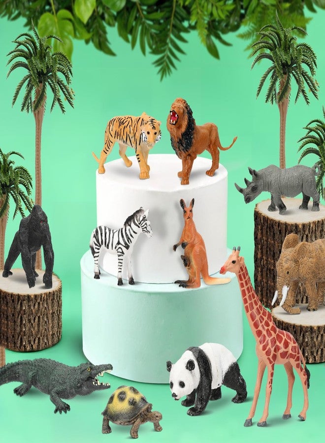 Leorate 32PCS Jungle Animal Birthday Party Decorations Mini Birthday Hat Animal Figure Model Cake Toppers with Mini Hat for Birthday Party, Wild Animals Themed Party - Image 4