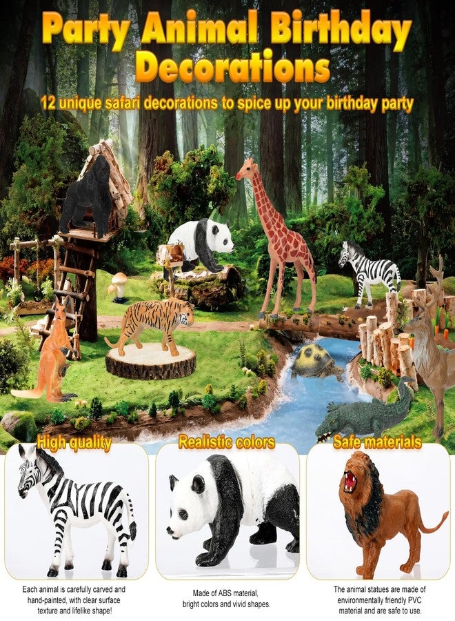 Leorate 32PCS Jungle Animal Birthday Party Decorations Mini Birthday Hat Animal Figure Model Cake Toppers with Mini Hat for Birthday Party, Wild Animals Themed Party - Image 3