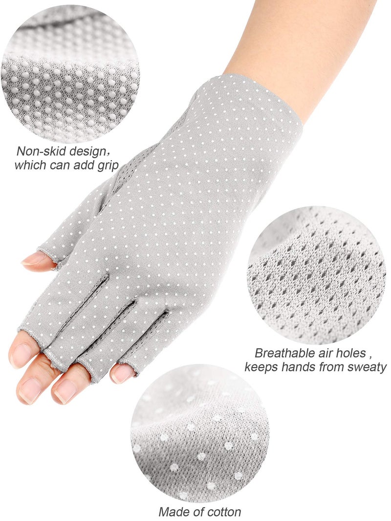 Maxdot Sun Gloves for Women UV Protection Fingerless Non Slip sunscreen Driving Gloves for Summer Outdoor(2 Pairs,Black and Gray) - Image 3