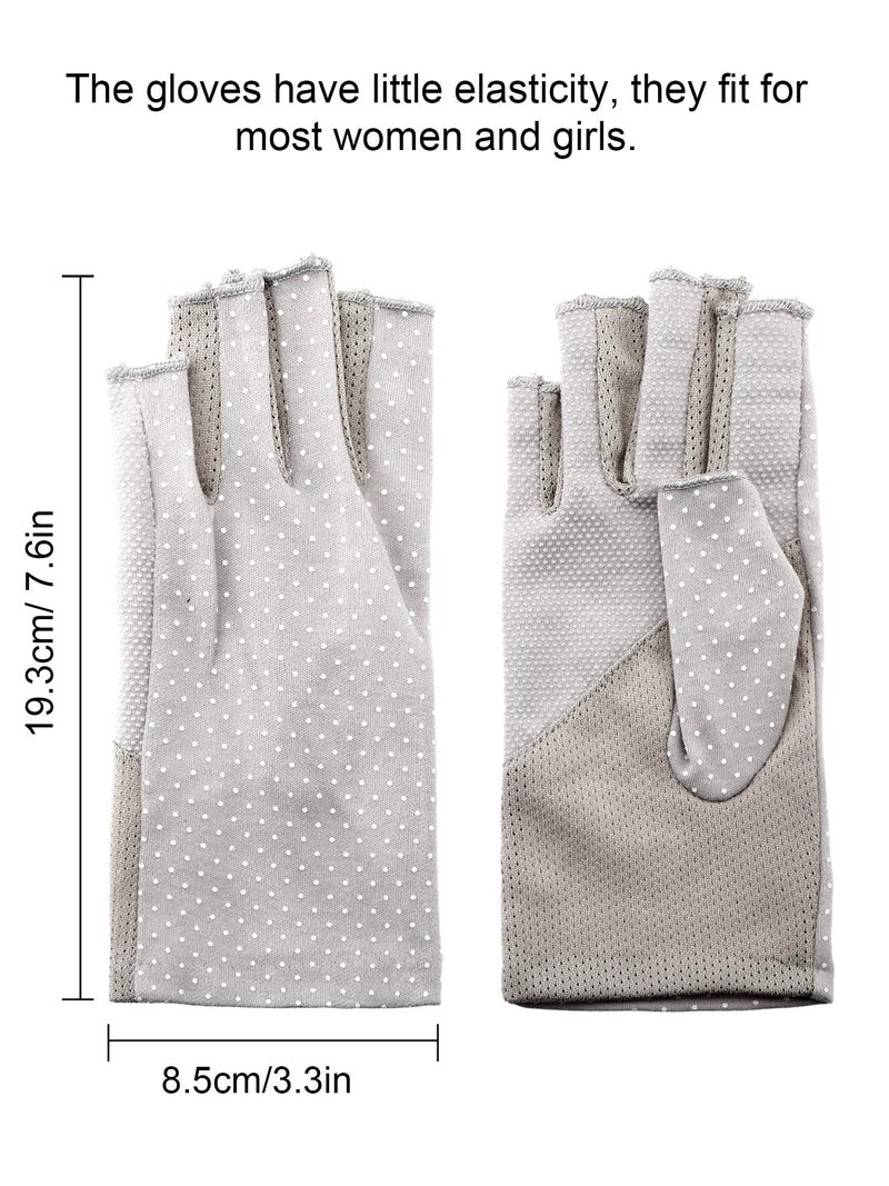 Maxdot Sun Gloves for Women UV Protection Fingerless Non Slip sunscreen Driving Gloves for Summer Outdoor(2 Pairs,Black and Gray) - Image 2