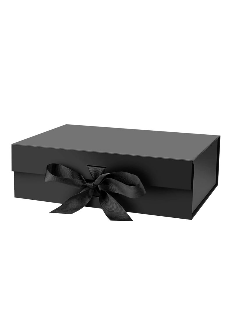 SILADEFU Black gift box with lid, 22.5x16x8.8 cm, with ribbon and magnetic closure (1 pack) - Image 1