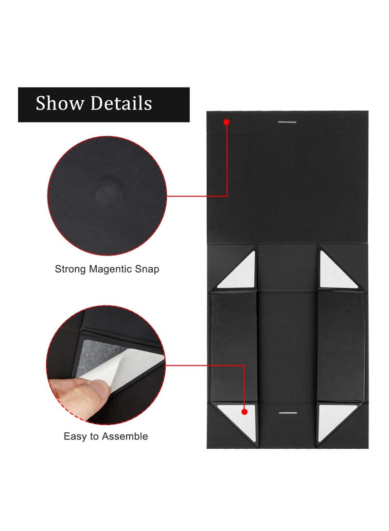 SILADEFU Black gift box with lid, 22.5x16x8.8 cm, with ribbon and magnetic closure (1 pack) - Image 3