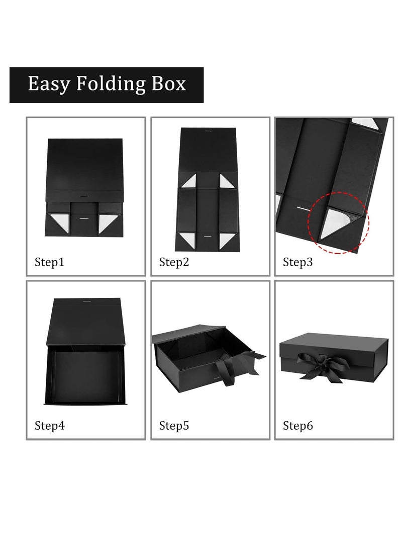 SILADEFU Black gift box with lid, 22.5x16x8.8 cm, with ribbon and magnetic closure (1 pack) - Image 2