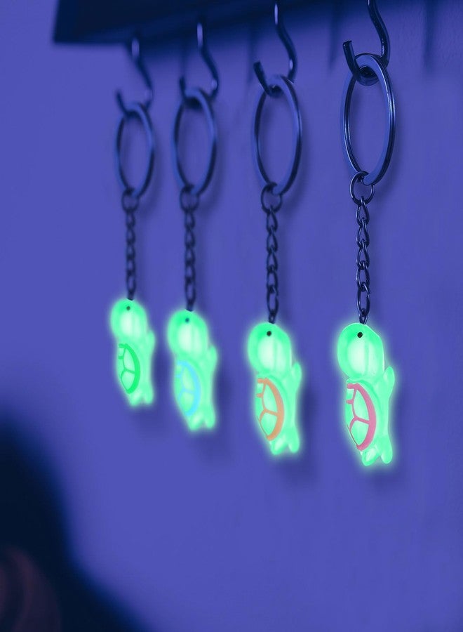 انباجي سلسلة مفاتيح من Inbagi مكونة من 24 قطعة من تماثيل السلاحف الصغيرة المضيئة في الظلام، سلحفاة صغيرة من الراتنج، سلسلة مفاتيح لحفلات عيد الميلاد تحت البحر - Image 5