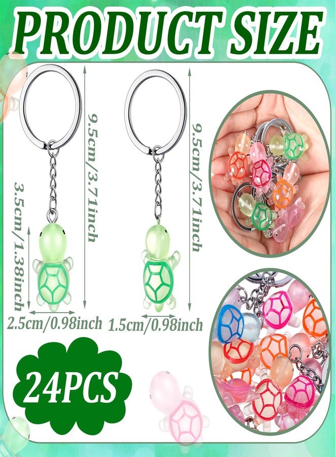 انباجي سلسلة مفاتيح من Inbagi مكونة من 24 قطعة من تماثيل السلاحف الصغيرة المضيئة في الظلام، سلحفاة صغيرة من الراتنج، سلسلة مفاتيح لحفلات عيد الميلاد تحت البحر - Image 4