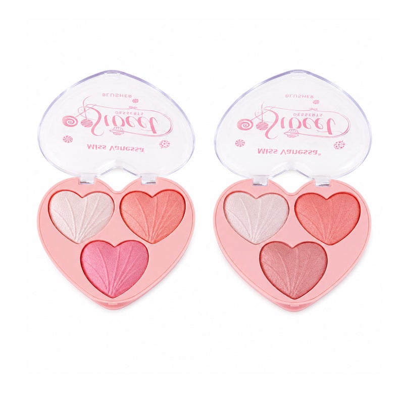 Me Now Heart Shaped Blusher Palette Set, 2 Pcs Shimmer Face Powder with 6 Multicolour  Shades - Image 1