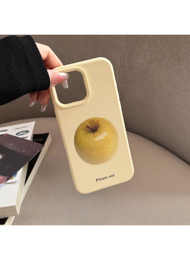 NIBEMINENT A Yellow Apple Protective TPU Case Cover For iPhone 16 Pro Max, Creamy Yellow