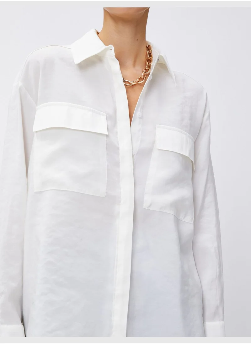 كوتون Oversized Shirt Pocket Modal Blended