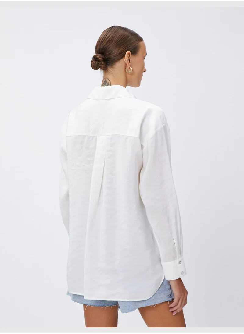 كوتون Oversized Shirt Pocket Modal Blended