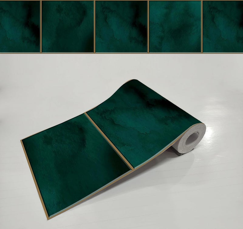 WallDesign Bottle Green Tile Sticker - 25 Self-Adhesive Tiles for Decoration of Kitchen, Bathroom, Furniture, Door, Floor - 4.8 in X 10 Ft Durable Vinyl Film - Image 1