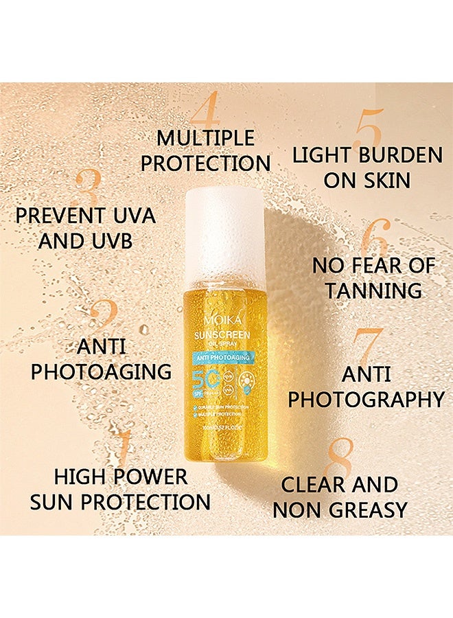 MOIKA Sunscreen Oil Body Sunscreen Spray Spf 50 PA++++, SPF Glow Sunscreen Oil Mist, Hydration Body Skin Sun UVA/UVB Protection 100ML  - Image 4