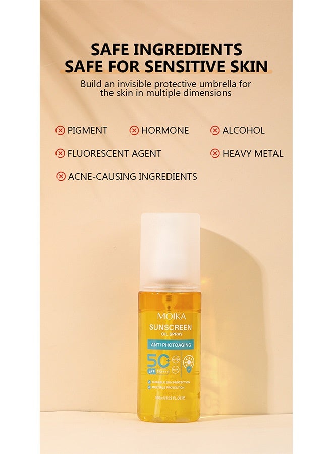 MOIKA Sunscreen Oil Body Sunscreen Spray Spf 50 PA++++, SPF Glow Sunscreen Oil Mist, Hydration Body Skin Sun UVA/UVB Protection 100ML  - Image 5