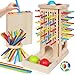 ROOCHKD Wooden Sorting Toy Montessori Color Shape Sorter Class Activity Toddlers Fine Motor Game for Colors and Shapes Recognition Birthday Valentines Gifts for Boys and Girls Wood sorting Tower - Image 2
