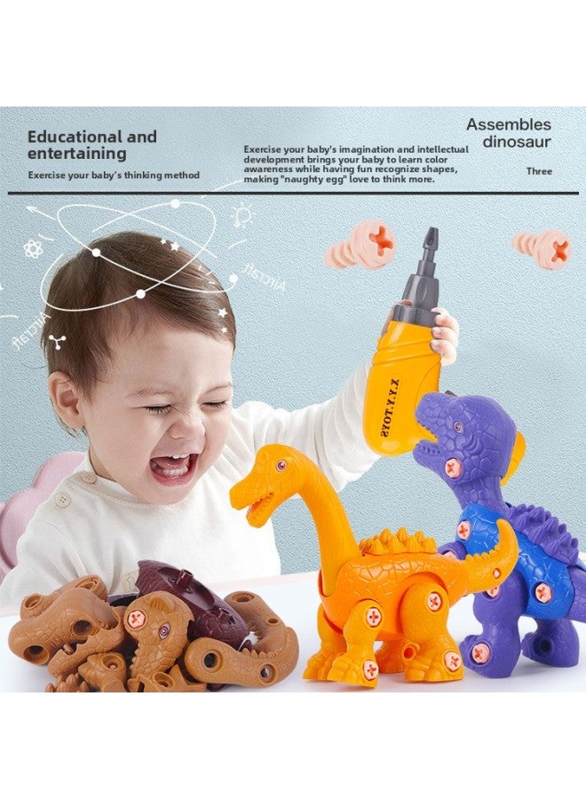 Children's Handmade DIY Disassembly Simulation Dinosaur Model Deformation Set Puzzle Screw Toy Gift-Color:Back Ankylosaur-simulation 【hand Drill Version】 English Sealed Box SG5 - Image 2