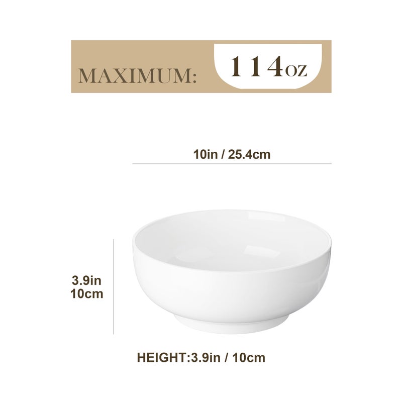 MALACASA Serving Bowls  114 OZ(10"") Extra Large Salad Bowls Set of 2  Porcelain White Serving Bowls for Salad  Soup  Pasta and Dinner  Large Ceramic Bowl Set for Entertaining  Series REGULAR - Image 2