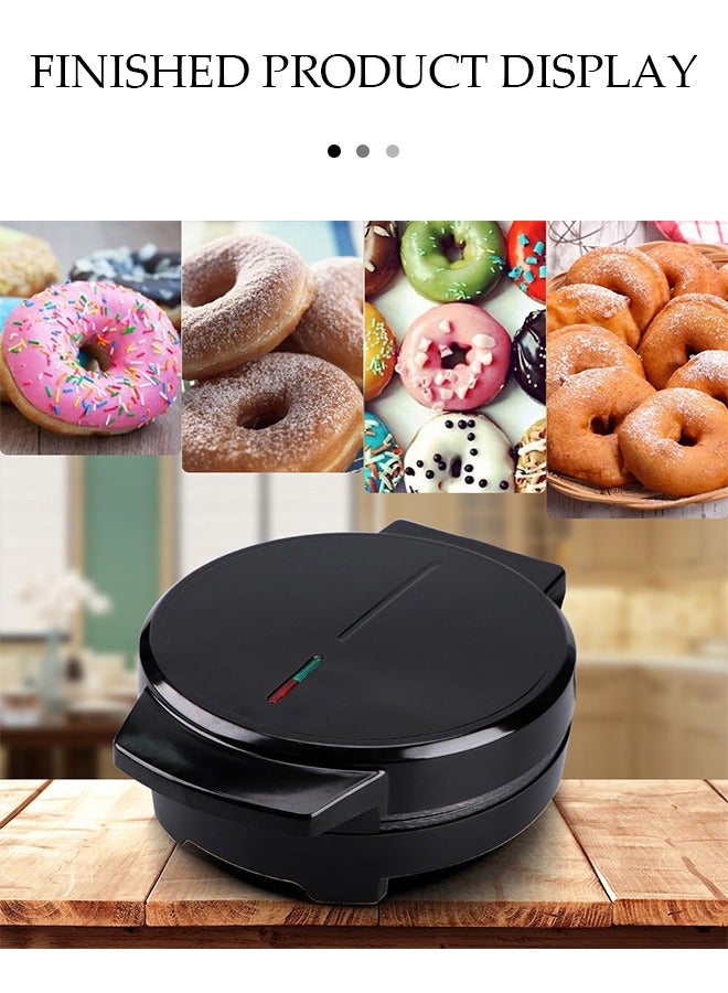 DUNISO Donut maker, electric pancake maker, 7 hole waffle maker, non stick surface, double sided heating, 1000w, suitable for breakfast baking restaurant kitchens, black  - Image 2