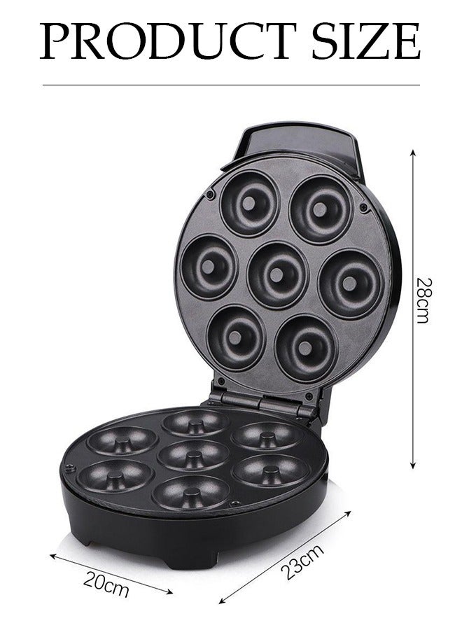 DUNISO Donut maker, electric pancake maker, 7 hole waffle maker, non stick surface, double sided heating, 1000w, suitable for breakfast baking restaurant kitchens, black  - Image 3