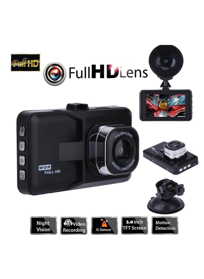 دبليو دي آر "كاميرا سيارة Cemara Dash Cam بدقة 1080 بكسل عالية الدقة مع مستشعر G وكشف الحركة والتسجيل المتكرر" - Image 1