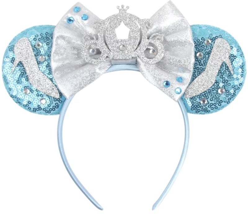 Rose Gold, Iridescent, Silver, Blue and Rainbow Sparkle Mouse Ears, Classic Red Sequin Ears (Princess Cinderella)