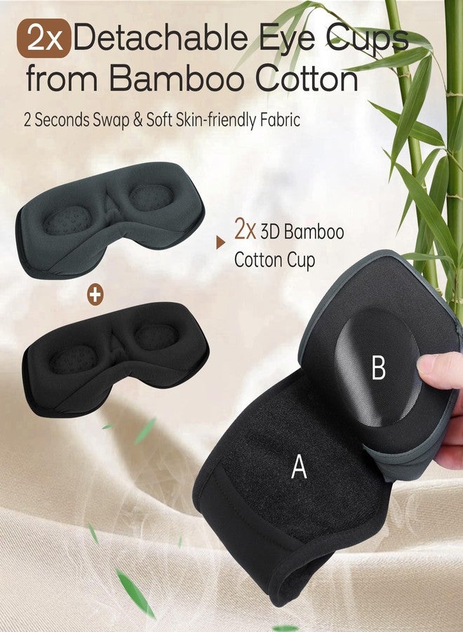 ZHENYEMEI Sleep Eye Mask with Wireless Headphones - 29 Soothing White Noise Sounds, 3D Zero Pressure Bamboo Cotton Eye Maks for Women & Men, Blackout Sleeping Masks for Side Sleeper, Removable Eye Cover (Black) - Image 4