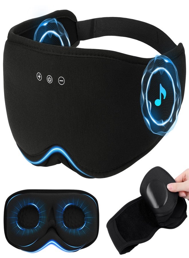 ZHENYEMEI Sleep Eye Mask with Wireless Headphones - 29 Soothing White Noise Sounds, 3D Zero Pressure Bamboo Cotton Eye Maks for Women & Men, Blackout Sleeping Masks for Side Sleeper, Removable Eye Cover (Black) - Image 1