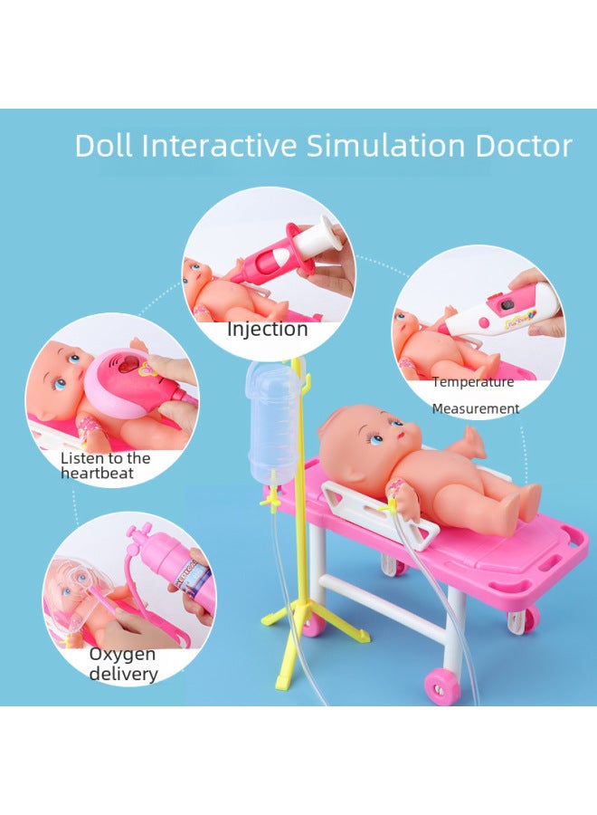 مجموعة ألعاب الطبيب النسائية، صندوق طبي للممرضات، مجموعة أدوات حقن الأطفال، اللون: 52 قطعة من سيارة إسعاف الصوت والضوء الأزرق + سماعة الطبيب - Image 5