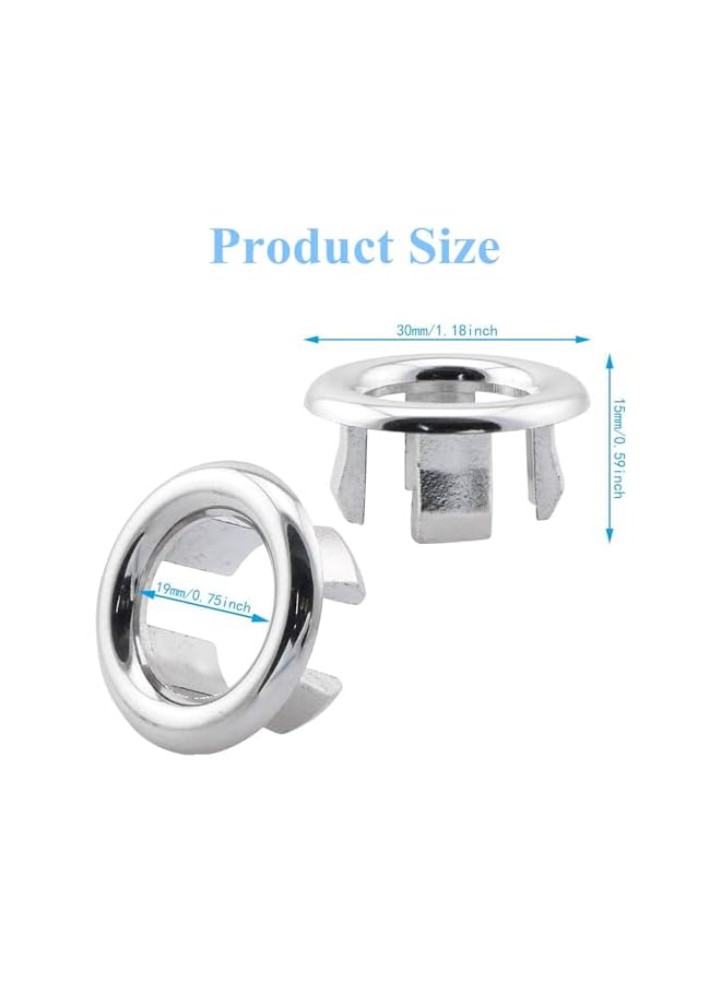 The Bros 12PCS Sink Overflow Ring Sink Hole Round Overflow Trim Cover Drain Cap Fit for 22-24mm Overflow Hole Diameter Kitchen Bathroom Sink Accessories Silver  - Image 2