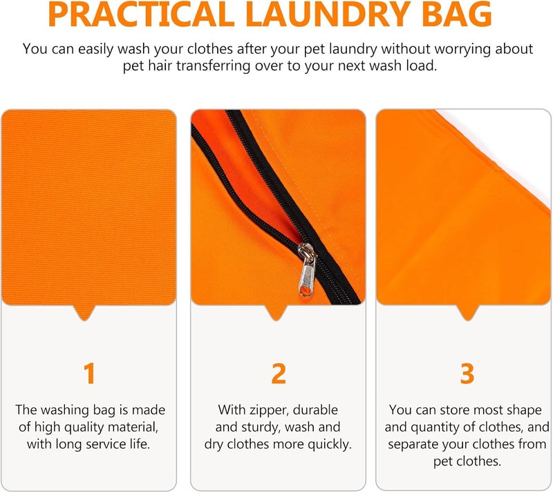 Pet Laundry Bag for Dogs Medium Orange Polyester Mesh Washable Clothes Protector Anti-Tangle Deformation Resistant for Pet Clothing in Washing Machine - Image 4