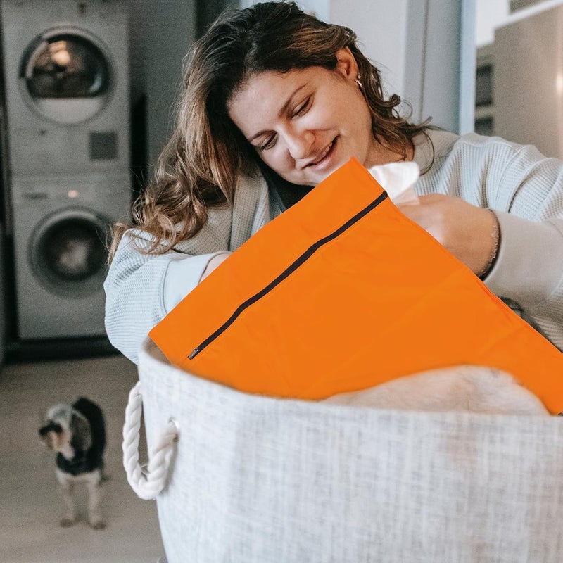 Pet Laundry Bag for Dogs Medium Orange Polyester Mesh Washable Clothes Protector Anti-Tangle Deformation Resistant for Pet Clothing in Washing Machine - Image 5