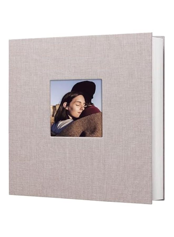 MIXDE Large Photo Album Self Adhesive Pictures Linen Cover with Window, 40 Blank s (20 sheets) DIY Scrapbook Album 28cm x 27cm,Beige (120-01) - Image 1