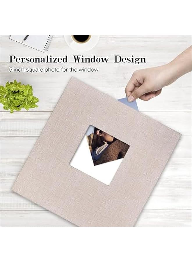 MIXDE Large Photo Album Self Adhesive Pictures Linen Cover with Window, 40 Blank s (20 sheets) DIY Scrapbook Album 28cm x 27cm,Beige (120-01) - Image 4