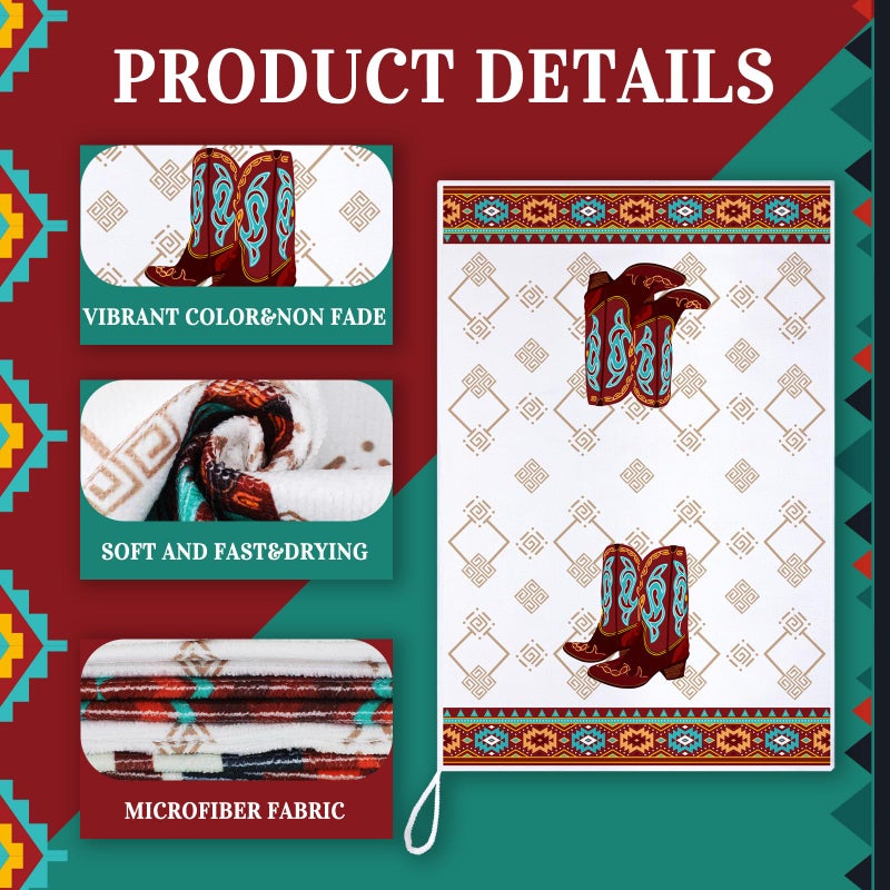Boyiee Set of 6 Southwestern Kitchen Towels Boho Aztec Theme Dishtowel Native American Hand Tea Towels 24 x 16 Inches for Absorbent Kitchen Decor with Hanging Loop for Room Home Housewarming Gift - Image 5