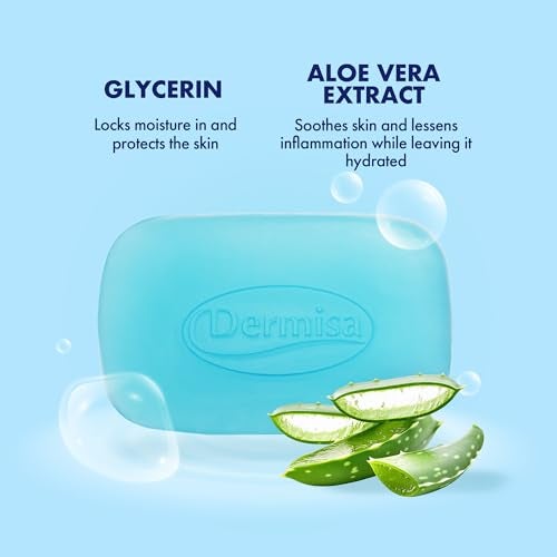 Dermisa Glycerin Bar with Aloe Vera | Helps to Gently Cleanse All Skin Types, Sensitive and Oily Skin | Contains Aloe Vera | NO PARABENS, NO SULFATES, 100% VEGETABLE BASE | 3 OZ | Pack of 3 - Image 3